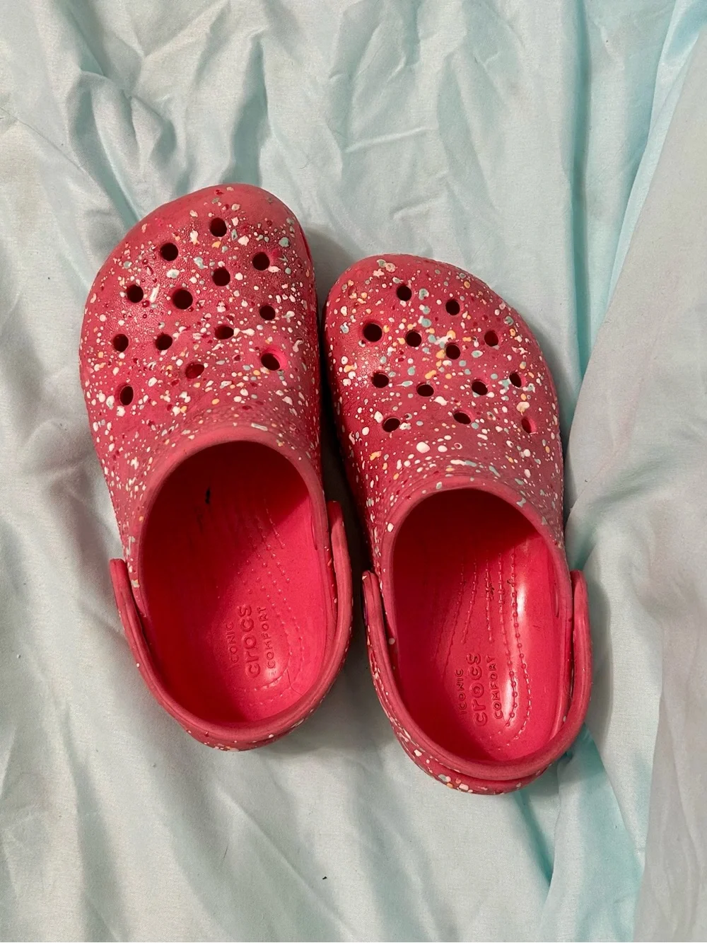 CROCS Kids Hot Pink Speckle Clogs